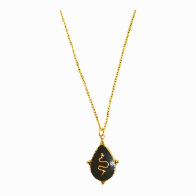 Snake black gold necklace