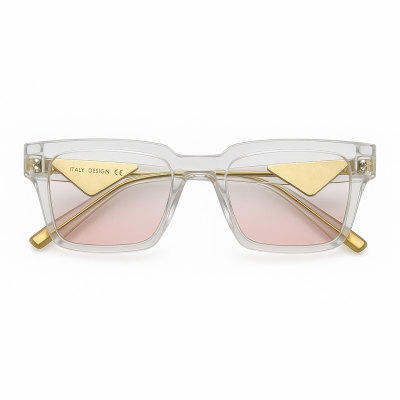 Γυαλιά Ηλίου με Διάφανο Σκελετό & Ροζ Φακούς Ντεγκραντέ