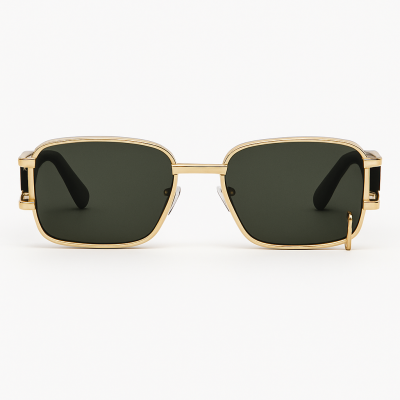 Γυαλιά Ηλίου με Χρυσό Μεταλλικό Σκελετό & Μαύρους Βραχίονες