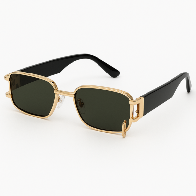 Γυαλιά Ηλίου με Χρυσό Μεταλλικό Σκελετό & Μαύρους Βραχίονες