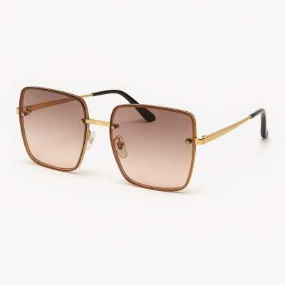 Γυαλιά Ηλίου με Μεταλλικό Σκελετό & Καφέ Ντεγκραντέ Φακούς