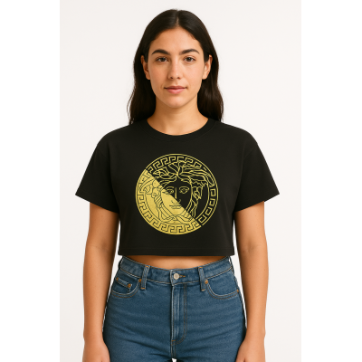 Μαύρο T-shirt με Χρυσό Print Μέδουσας